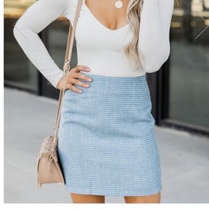 Blue tweed skirt pink lily brand new size small